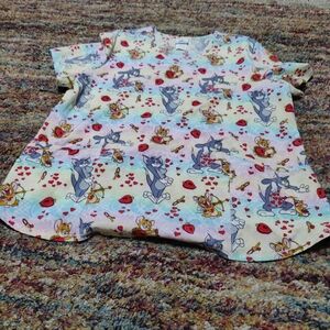 Cartoon Character Print Scrub Top